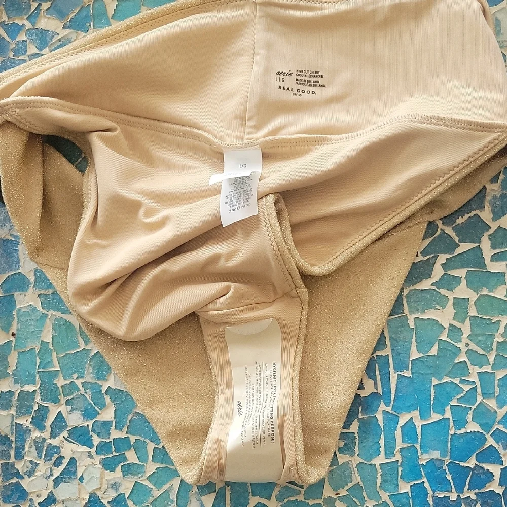 Aerie Gold Shimmer Bikini Set - Metallic Two-Piece